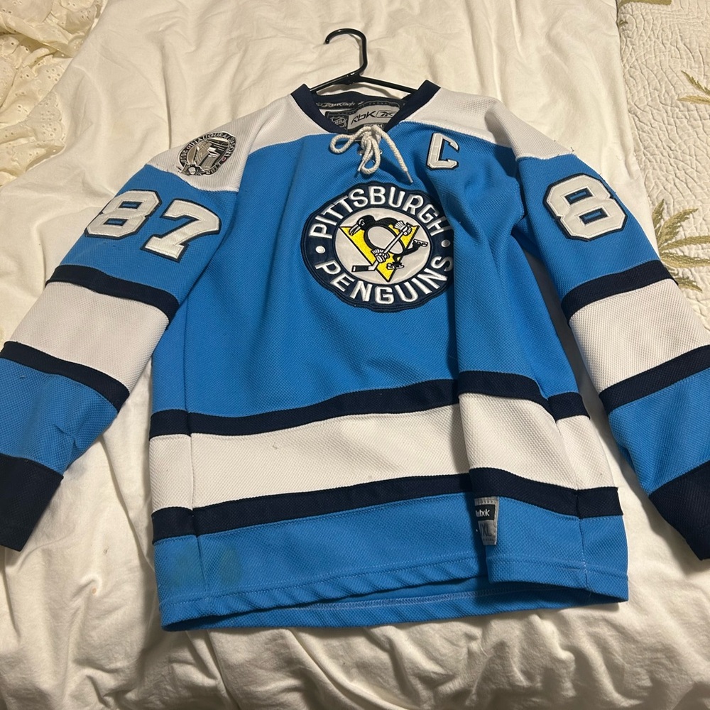 Reebok Blue and White Penguins Jersey - Picture 1 of 2